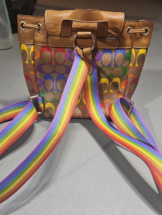 Coach EUC C4097 Pennie Backpack 22 In Rainbow Signature Canvas & Smooth Leather main image 4